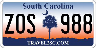 SC license plate ZOS988