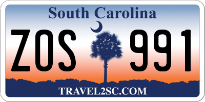 SC license plate ZOS991