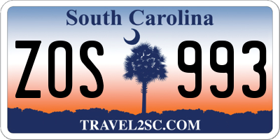 SC license plate ZOS993