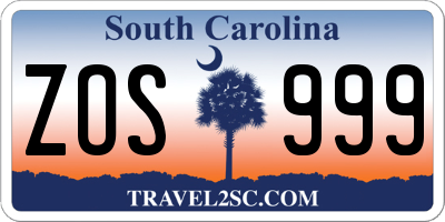 SC license plate ZOS999