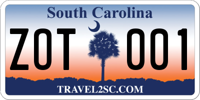 SC license plate ZOT001