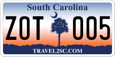 SC license plate ZOT005