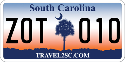 SC license plate ZOT010