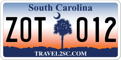 SC license plate ZOT012
