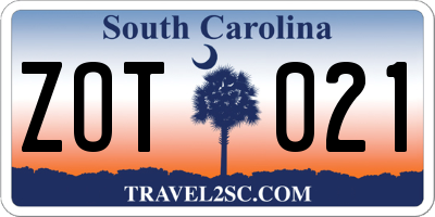 SC license plate ZOT021
