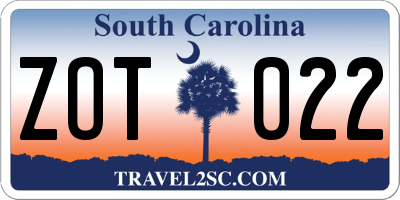 SC license plate ZOT022