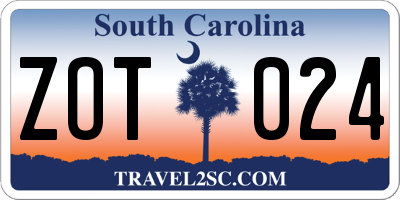 SC license plate ZOT024