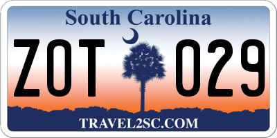 SC license plate ZOT029