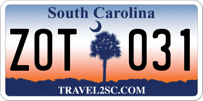 SC license plate ZOT031