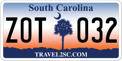 SC license plate ZOT032