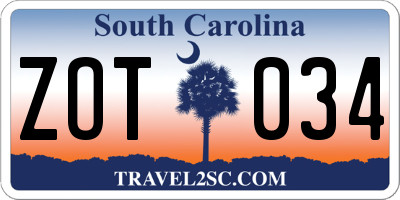 SC license plate ZOT034