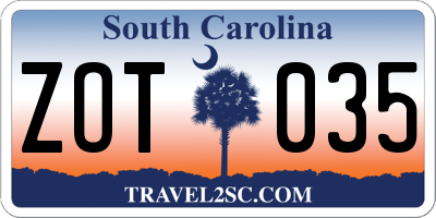 SC license plate ZOT035