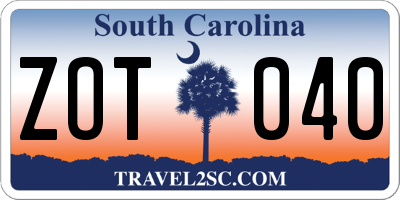 SC license plate ZOT040
