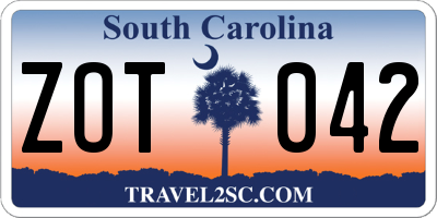 SC license plate ZOT042