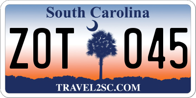 SC license plate ZOT045