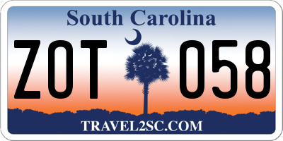 SC license plate ZOT058