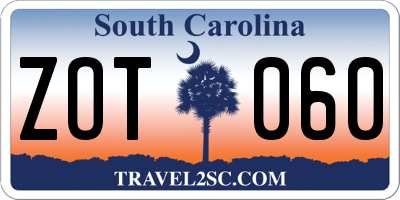 SC license plate ZOT060