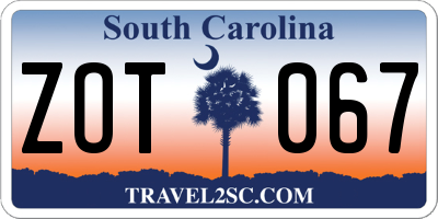 SC license plate ZOT067