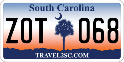 SC license plate ZOT068