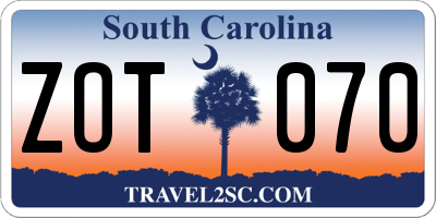 SC license plate ZOT070