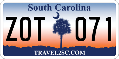 SC license plate ZOT071