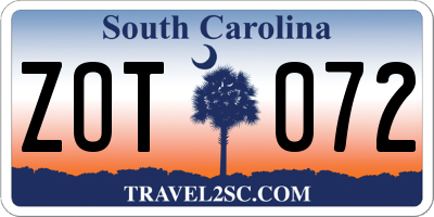 SC license plate ZOT072