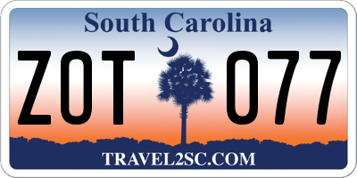 SC license plate ZOT077