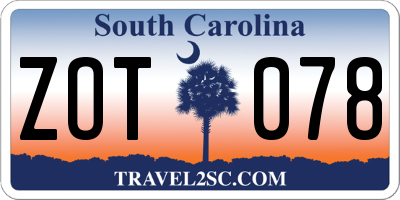 SC license plate ZOT078