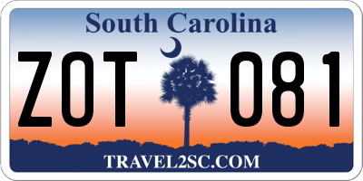 SC license plate ZOT081