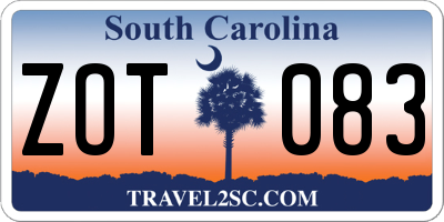 SC license plate ZOT083