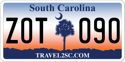 SC license plate ZOT090