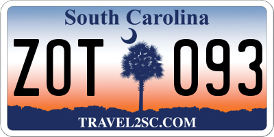 SC license plate ZOT093