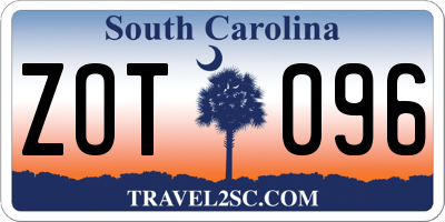 SC license plate ZOT096