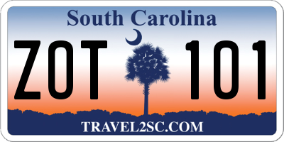 SC license plate ZOT101