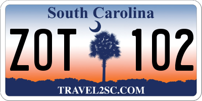 SC license plate ZOT102
