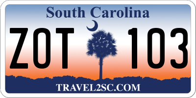 SC license plate ZOT103