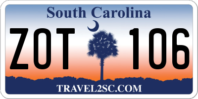 SC license plate ZOT106