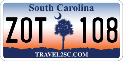 SC license plate ZOT108