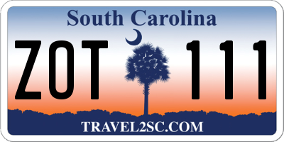 SC license plate ZOT111