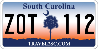 SC license plate ZOT112