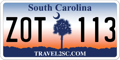 SC license plate ZOT113