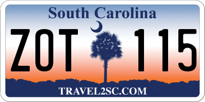 SC license plate ZOT115