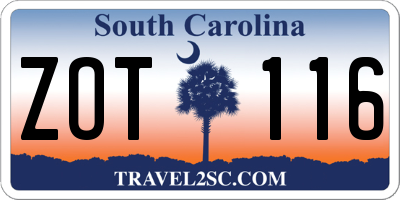 SC license plate ZOT116