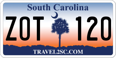 SC license plate ZOT120