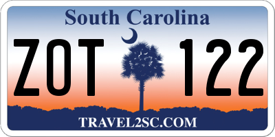 SC license plate ZOT122