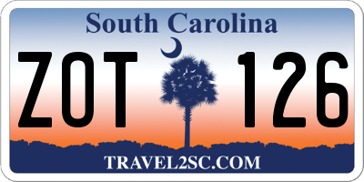 SC license plate ZOT126
