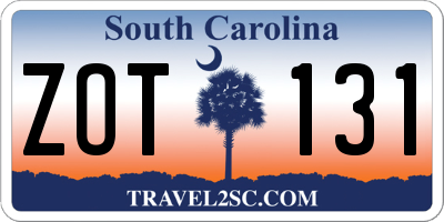 SC license plate ZOT131