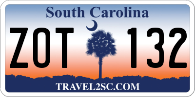 SC license plate ZOT132