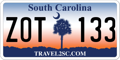 SC license plate ZOT133