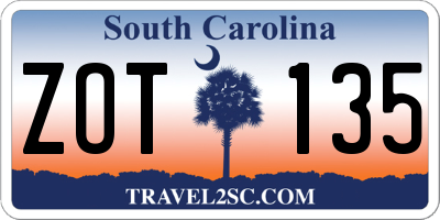 SC license plate ZOT135